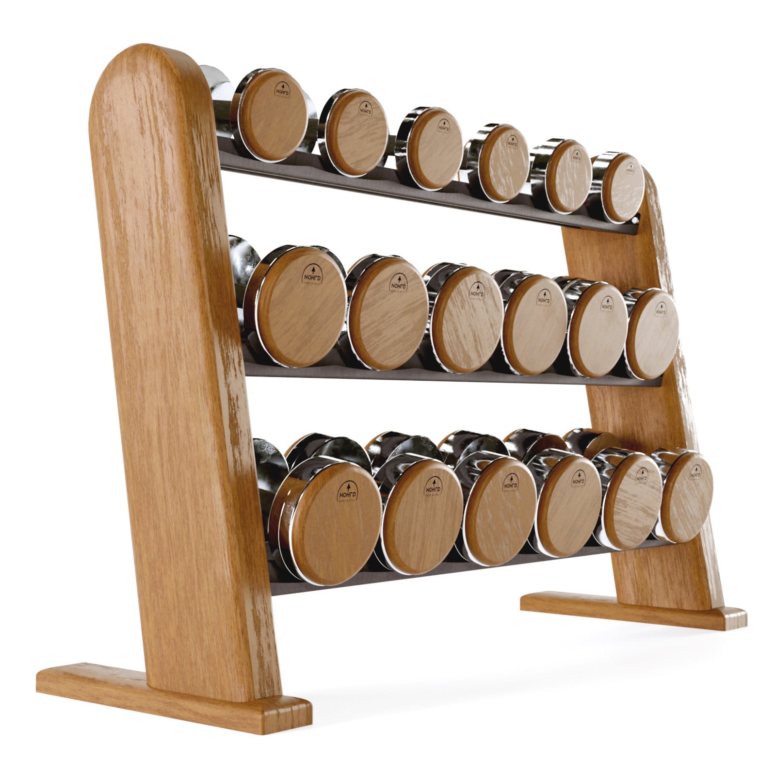 NOHRD Dumbbells Set Kersen – Gewichten met opslagrek – Kersenhout
