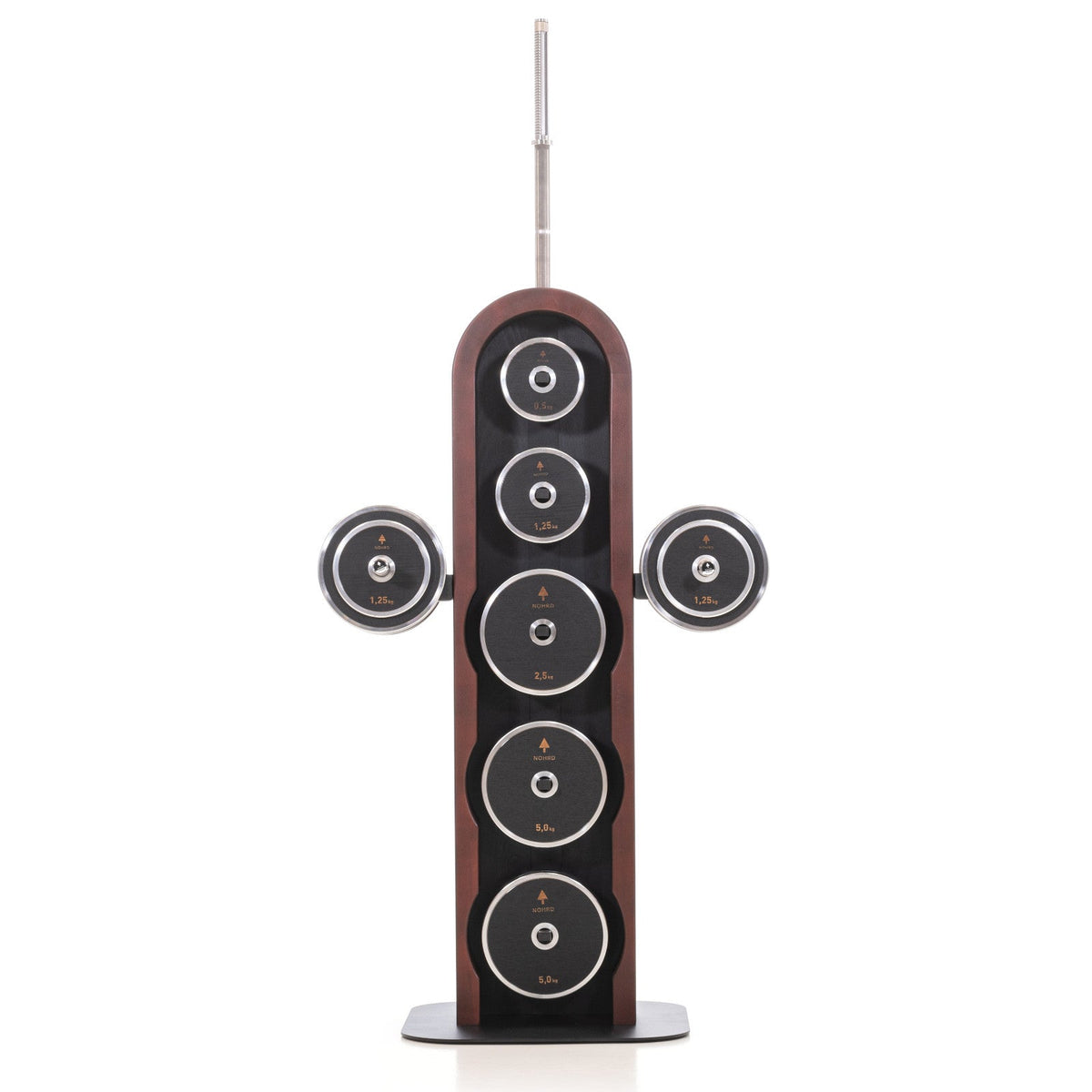 NOHRD Weight Plate Tower Club – Set met Gungnir Dumbbells & Barbell – Gebeist eikenhout