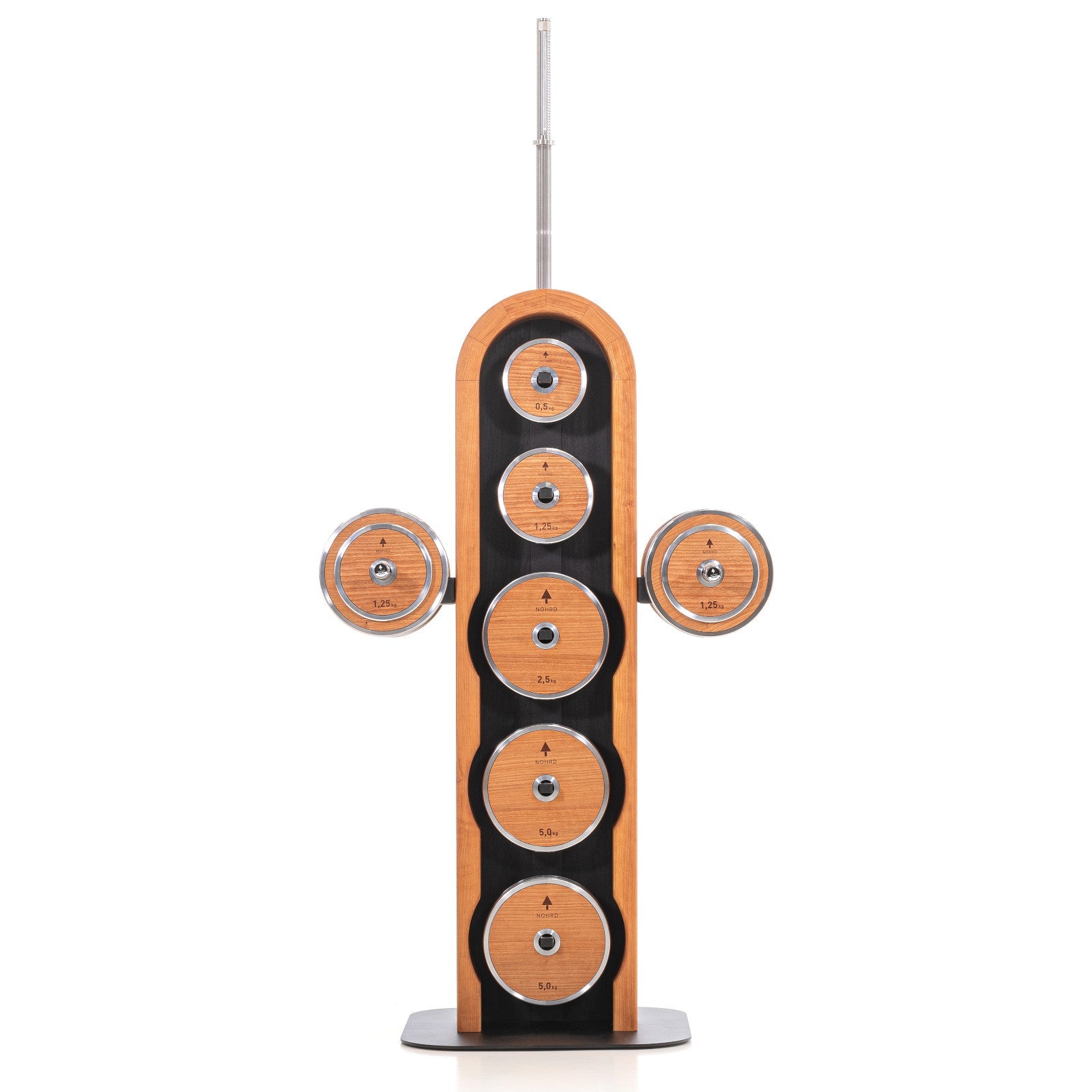 NOHRD Weight Plate Tower Kersen – Set met Gungnir Dumbbells & Barbell – Kersenhout