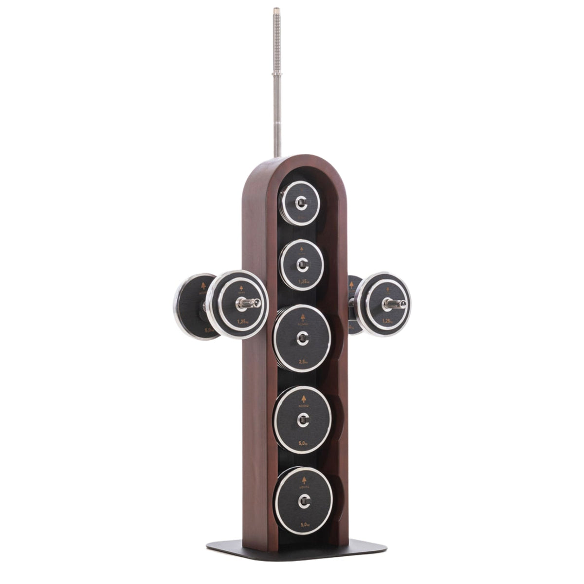 NOHRD Weight Plate Tower Club – Set met Gungnir Dumbbells & Barbell – Gebeist eikenhout